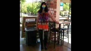 Sissy Mindy's chastity cage beer garden photo shoot