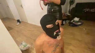 Condom Juice for this Cuckold - Triple Domme