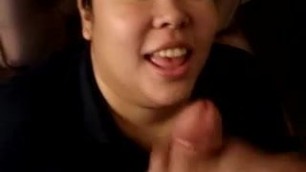 Fat Asian Ex GF from work sucking my cock on her lunch