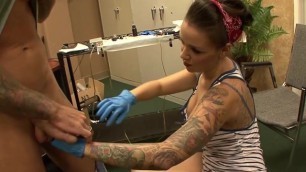 Beautiful Tattoo Artist Satisfying a Lucky Client