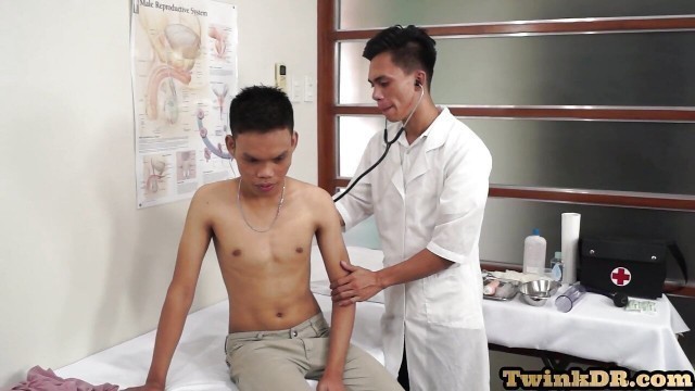 Asian skinny amateur twink examined and toyed by doctor