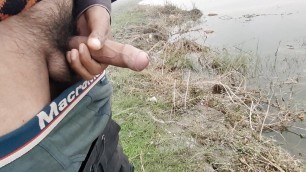 Indian Big Cock Masturbation on Pond side
