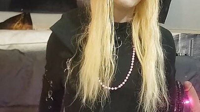Goth Trans Girl Bounces on her dildo