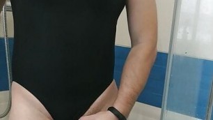 Tranny in sexy one piece swimsuit Speedo